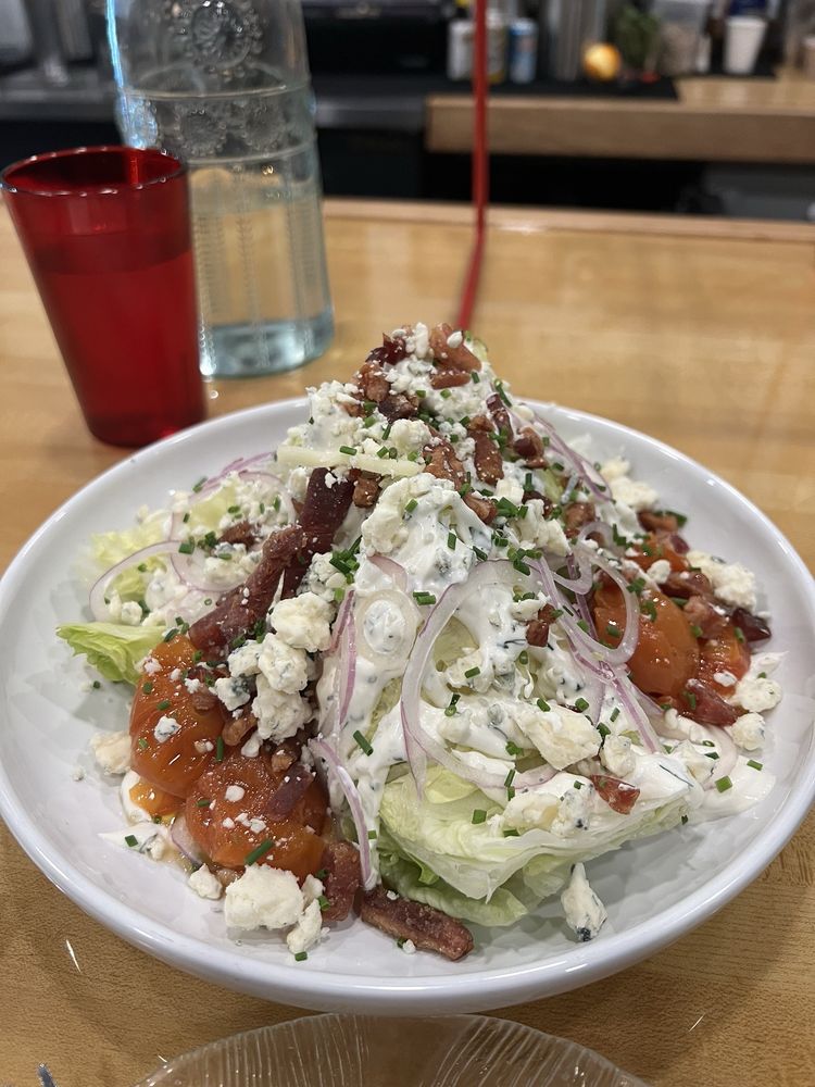 Chopped salad with soppressata and crispy garbanzos