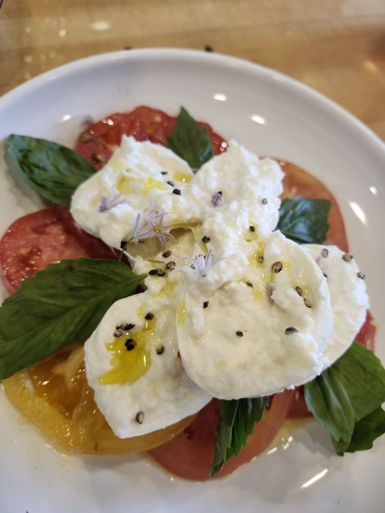 Stracciatella with sea salt puff bread